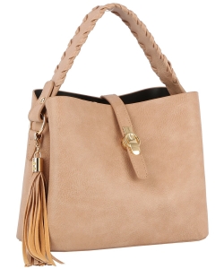 Women's Tassel Satchel Bag GL-0059-M STONE